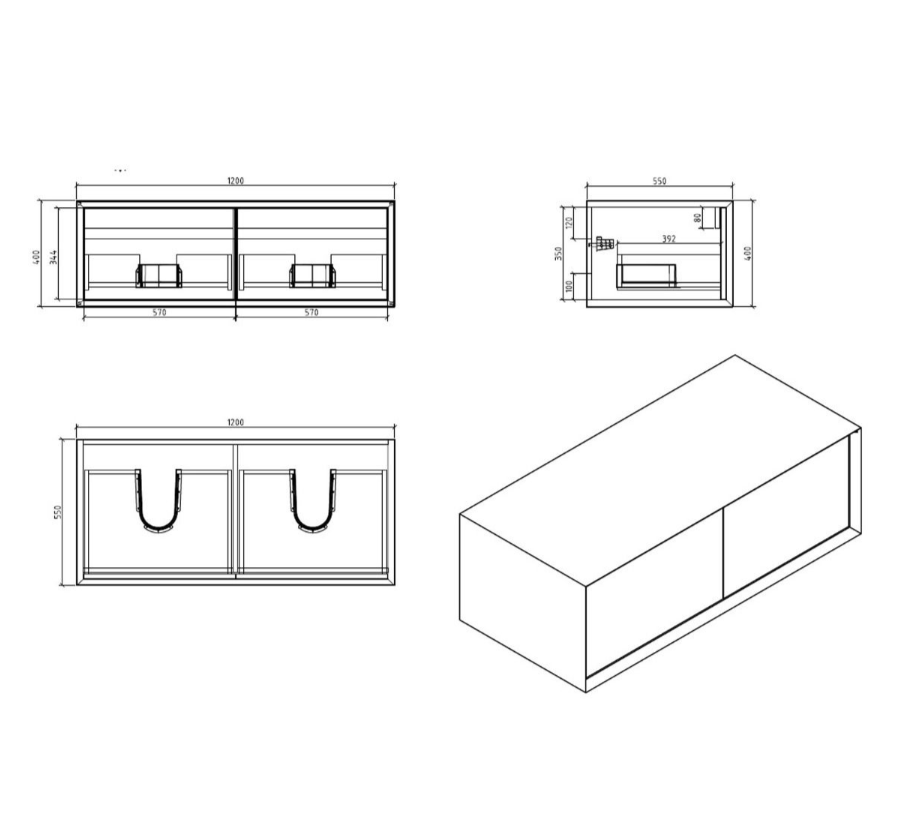 Melvin Wall Mounted Vanity Unit Gloss White & Oak 1200mm