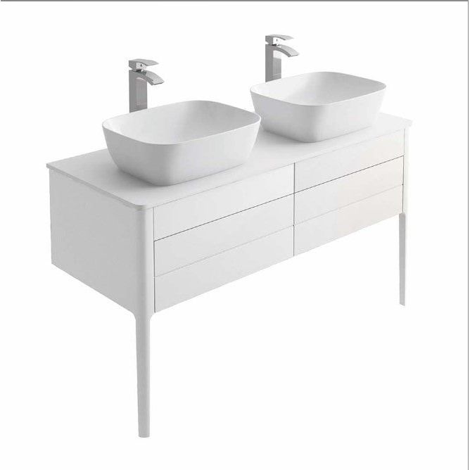 Sarah 1200mm Vanity Unit in Matt White inc worktop with 2 tap holes