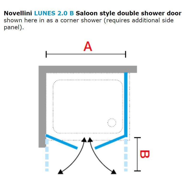Novellini LUNES 2.0 B Saloon Shower Enclosure - Silver