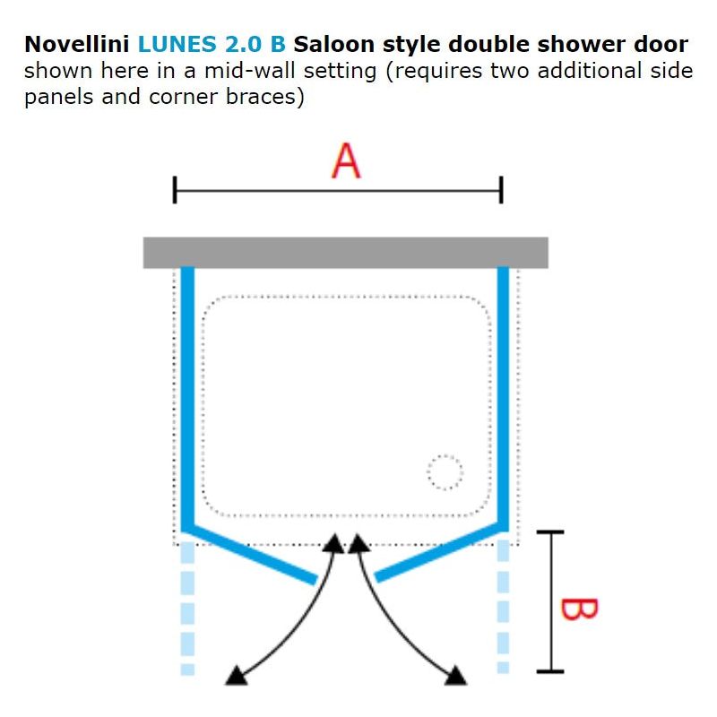 Novellini LUNES 2.0 B Saloon Shower Enclosure - Silver