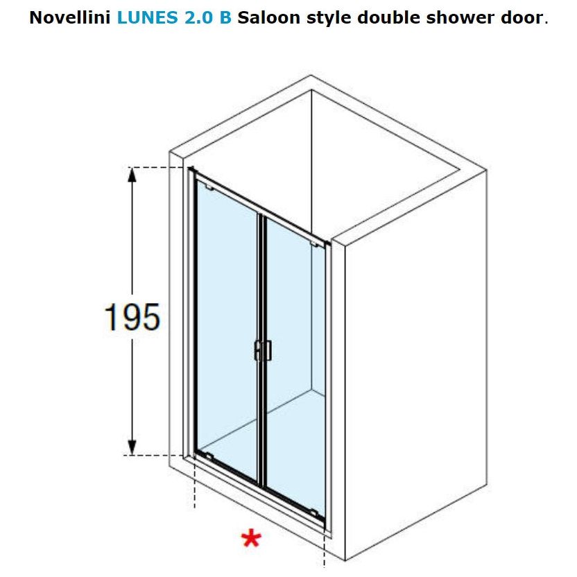 Novellini LUNES 2.0 B framed double saloon style shower door in Silver