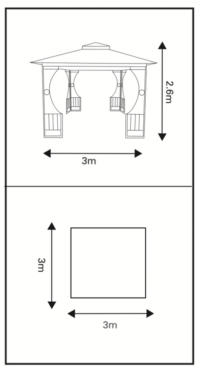 Pagoda Oxford Gazebo 3m Grey