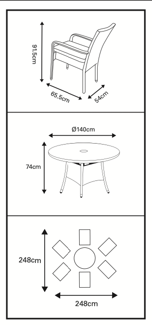 Pagoda Amalfi Round Dining Set 6 Seat