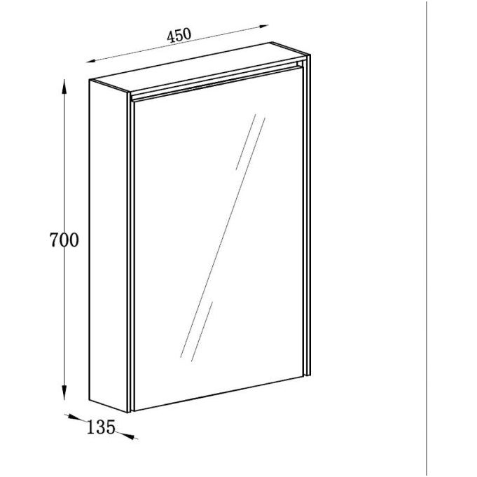 Windsor 450mm LED Mirrored Wall Cabinet in French Grey