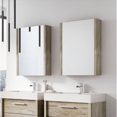 Hermoine 500mm Single Mirrored Cabinet - Light Sawn Oak