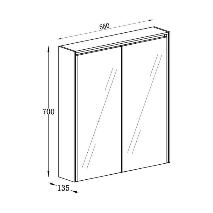 Windsor 550mm LED Mirrored Wall Cabinet in French Grey