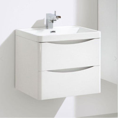 Montana 600mm Wall Hung Vanity Unit in Gloss White & Resin Basin