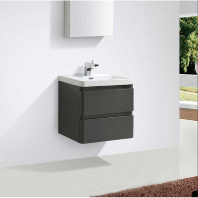 Nancy 600 Wall Mounted Vanity Unit & Resin Basin in Titanium Grey Gloss