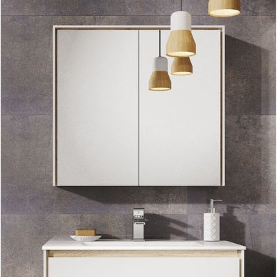 Windsor 750mm LED Mirrored Wall Cabinet in French Grey