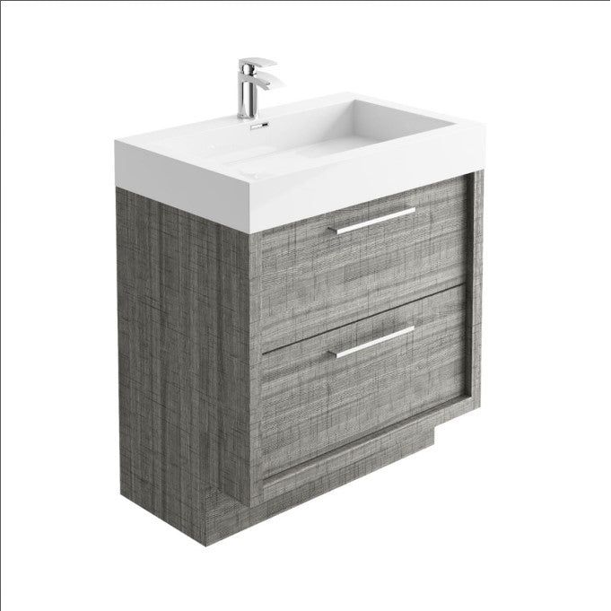 Hermoine 750mm Floor Standing Vanity Unit & Basin - Grey Ash