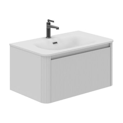 Jack 800mm Ribbed Wall Hung Vanity Unit in White with White Basin N23