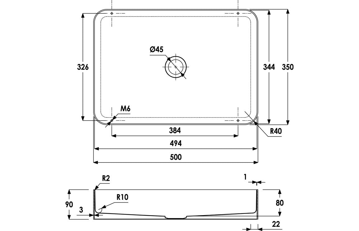 Abode Iox 500x350mm Tablet Steel Brass Basin