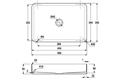 Abode Iox 500x350mm Tablet Steel Brass Basin