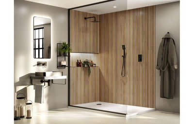 Abode Levarto Wall Mounted Basin/Bath Mixer - Matt Black & Brass AB2790