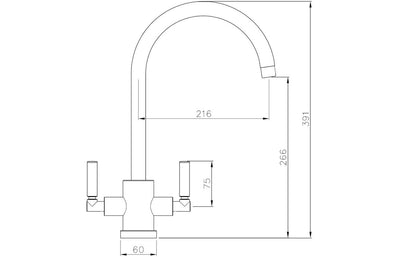 Abode Atlas Monobloc Mixer Tap - Matt Black AT2097
