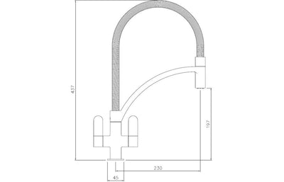 Abode Genio Monobloc Semi-Professional Mixer Tap - Matt Black AT2183