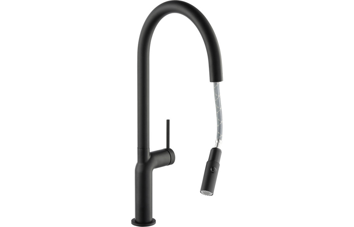 Abode Tubist Single Lever Mixer Tap w/Pull Out - Matt Black AT2131
