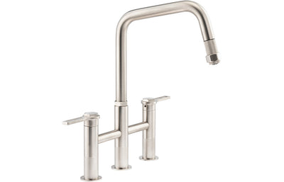 Abode Hex Bridge Dual Lever Mixer Tap w/Pull Out - Brushed Nickel AT2198