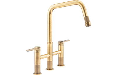 Abode Hex Bridge Dual Lever Mixer Tap w/Pull Out - Antique Brass AT2199