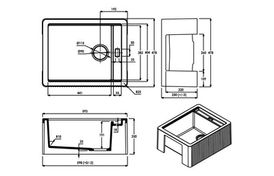 Abode Optima 1.25B Granite Belfast Sink - Taupe Metallic Granite AW3201-PAR