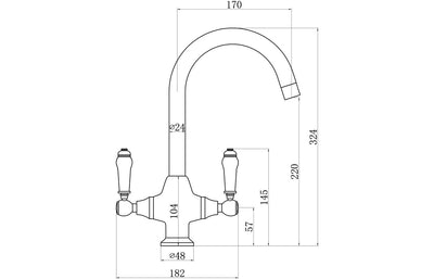 Prima Traditional Belfast Dual Lever Tap - Chrome BPR1056