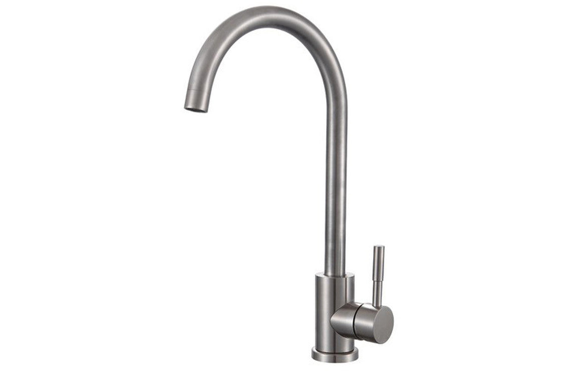 Prima Soho Single Lever Swan Neck Mixer Tap - Brushed Steel BPR2055