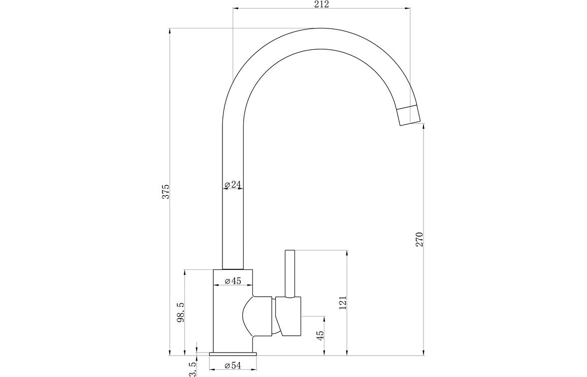 Prima Soho Single Lever Swan Neck Mixer Tap - Brushed Steel BPR2055