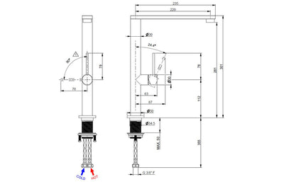 Prima+ Tiber Single Lever Flat Mixer Tap - St/Steel BPR501