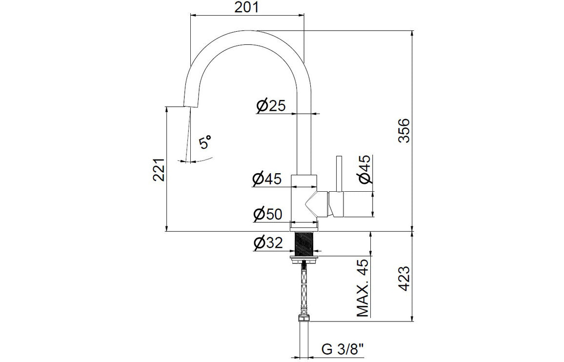 Prima+ Tiber Single Lever Round Mixer Tap - St/Steel BPR502