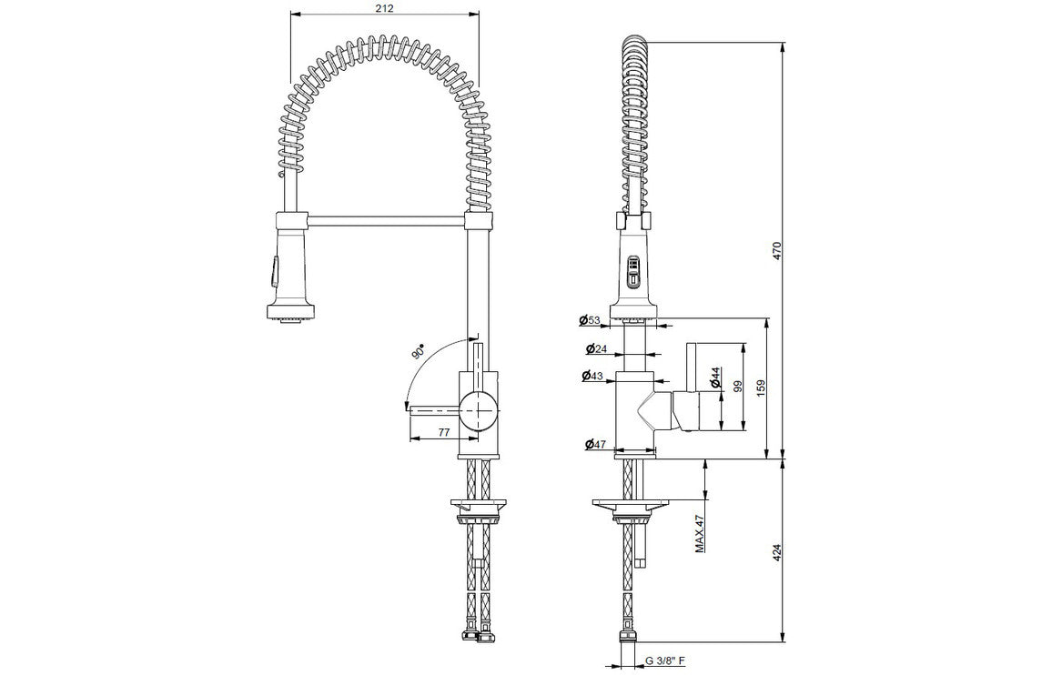 Prima+ Mosa Professional Single Lever Double Jet Mixer Tap - Chrome BPR553