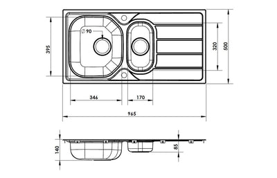 Prima 1.5B Inset Sink & Staten Tap Pack - St/Steel & Chrome PPR8049