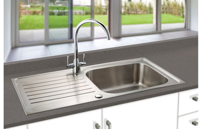 Prima Deep 1 Bowl & Drainer Inset Polished Steel Kitchen Sink - CPR030