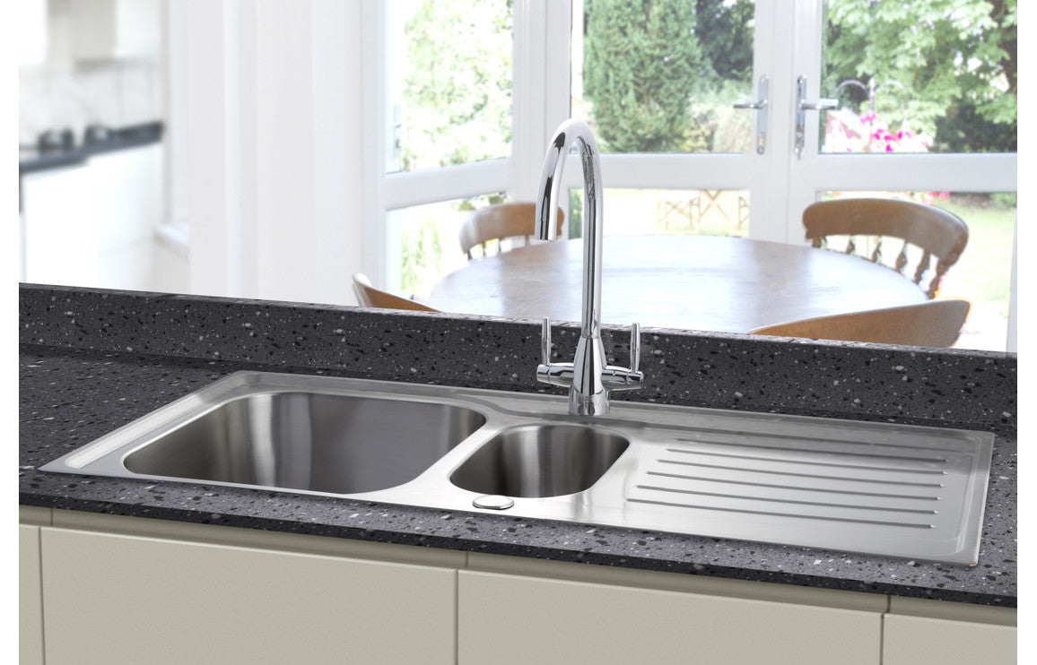 Prima Deep 1.5B & Drainer Inset Sink - Polished Steel CPR032