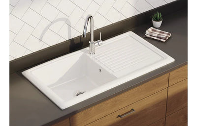 Prima 1B 1D Reversible Ceramic Inset Sink - White  CPR416