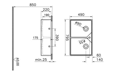 Prima 2B Belfast Ceramic Sink (Inc. Waste) - White CPR419