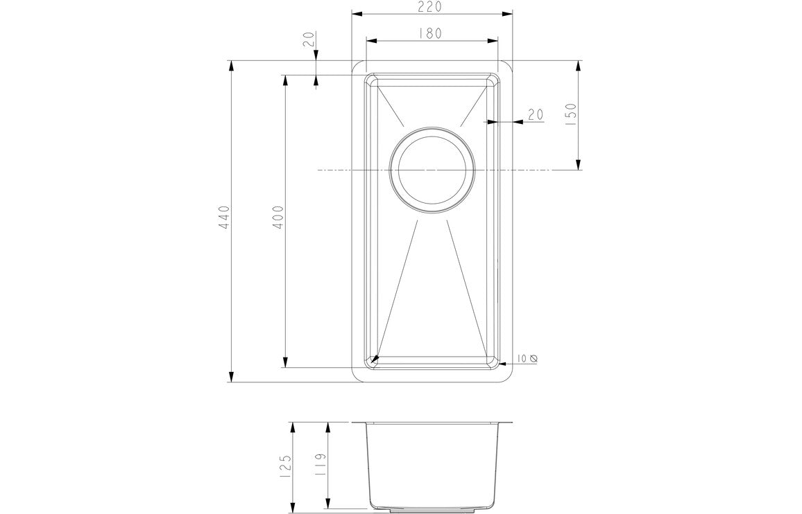 Prima+ 0.5B R10 Inset/Undermount Sink - St/Steel CPR516