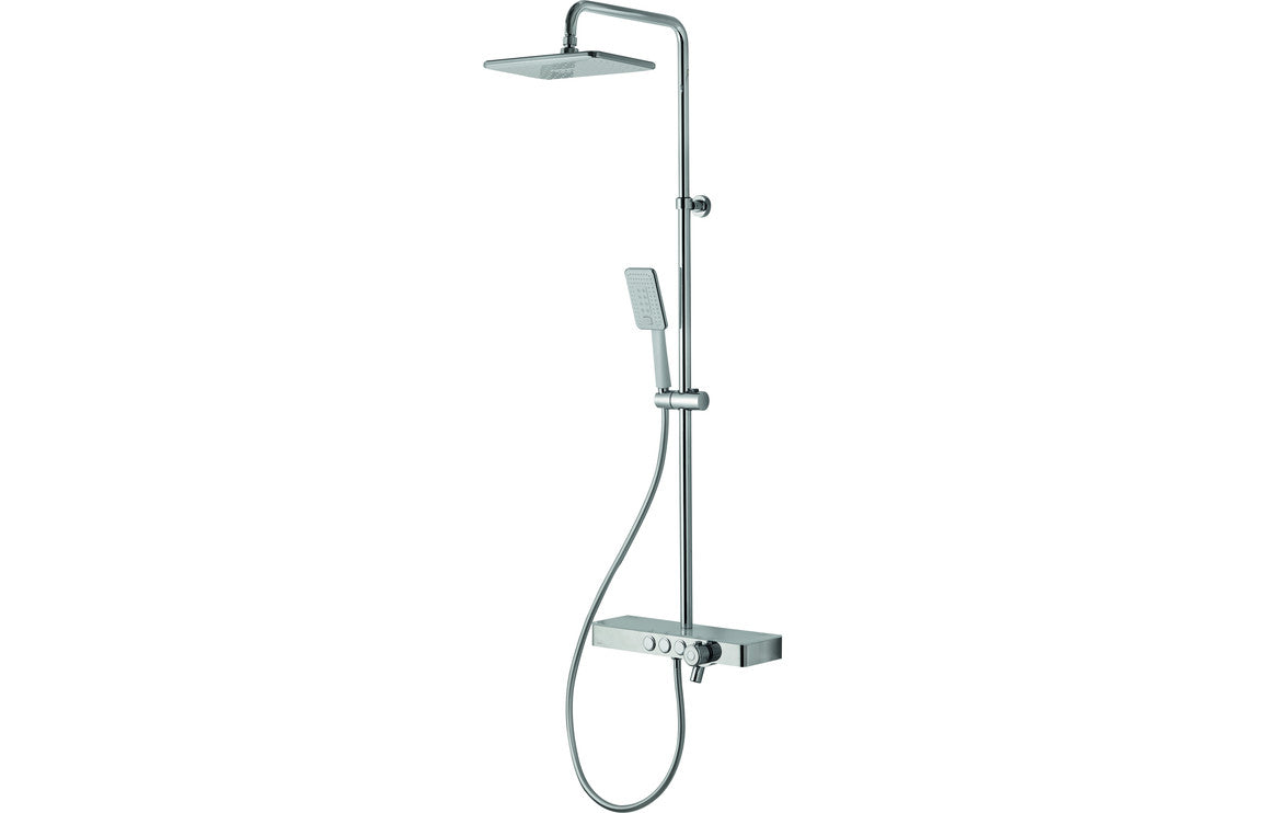 Vema Thermostatic Shower Column w/Fixed Head, Riser, Shelf & Foot Wash - White/Chrome DICM0460