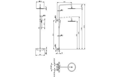 Vema Thermostatic Shower Column w/Fixed Head & Riser - Matt Black DICM0518