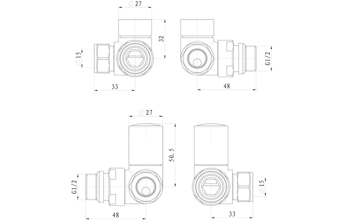 Anthracite Radiator Valves - Corner
