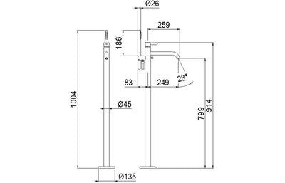 Vema Maira Floor Standing Bath Filler - Chrome DITB1098