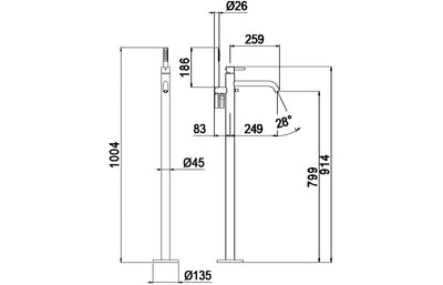 Vema Maira Floor Standing Bath Filler - Matt Black DITB1100