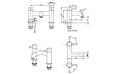 Vema Maira Deck Mounted Bath Filler - Matt Black DITB2150