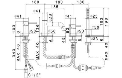 Vema Maira 4-Hole Deck Mounted Bath/Shower Mixer - Matt Black DITB4008