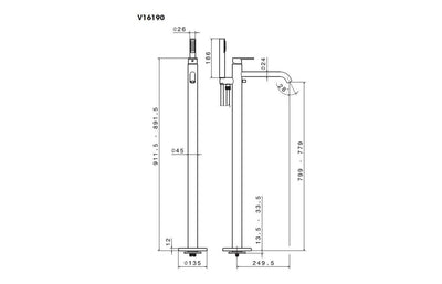 Vema Timea Floor Standing Bath/Shower Mixer - Matt Black DITBP1004