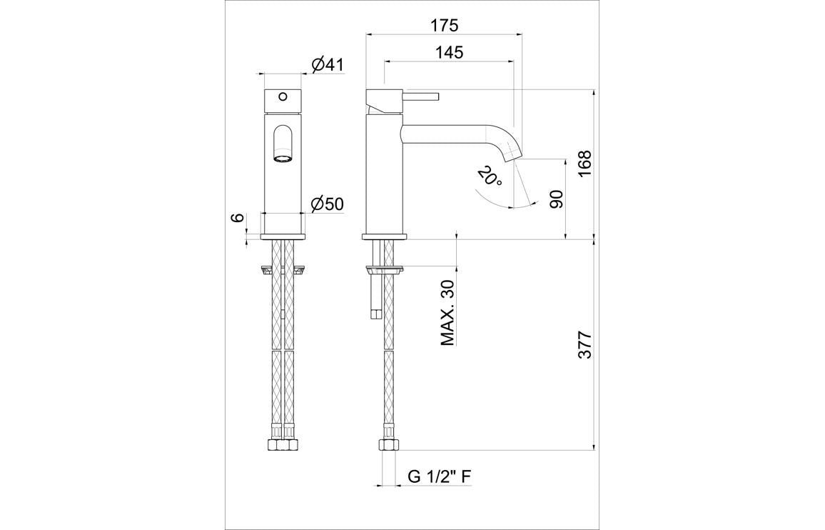 Vema Tiber Basin Mixer - St/Steel DITS1172