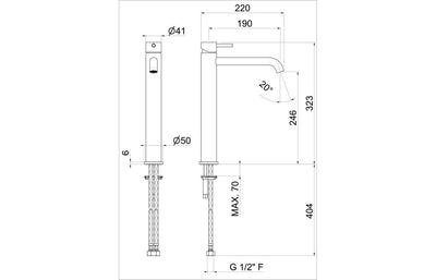 Vema Tiber Tall Basin Mixer - Brushed Brass DITS1400