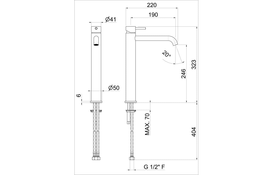 Vema Tiber Tall Basin Mixer - St/Steel DITS1174