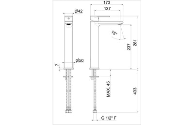 Vema Timea Tall Basin Mixer - Chrome DITS1184