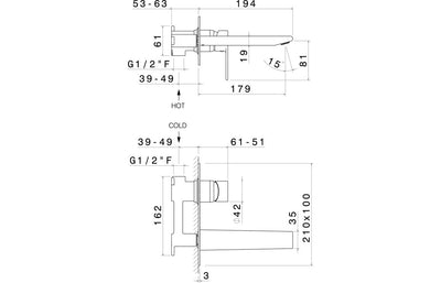 Vema Timea Wall Mounted Basin Mixer - Chrome DITS1188