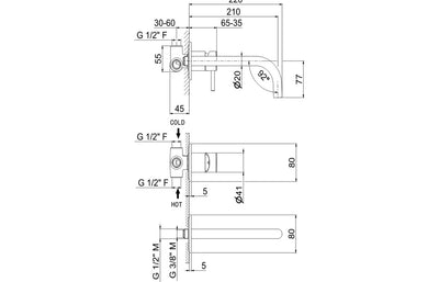 Vema Maira Wall Mounted Basin Mixer - Matt Black DITS1230